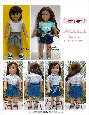 Doll Joy 18 Inch Modern Joy Skirt 18" Doll Clothes Pattern Pixie Faire