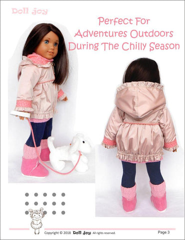 Doll Joy 18 Inch Modern Windbreaker Jacket 18" Doll Clothes Pattern Pixie Faire