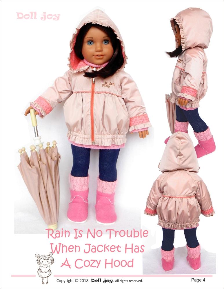 Doll Joy 18 Inch Modern Windbreaker Jacket 18" Doll Clothes Pattern Pixie Faire