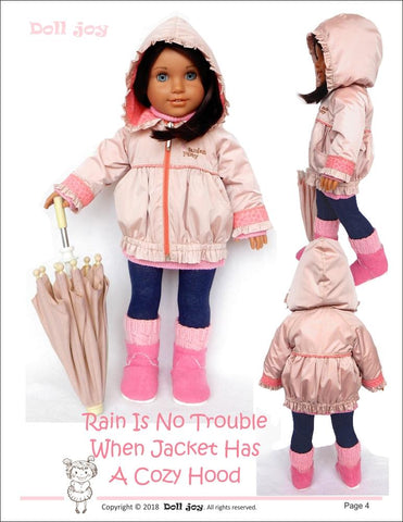 Doll Joy 18 Inch Modern Windbreaker Jacket 18" Doll Clothes Pattern Pixie Faire