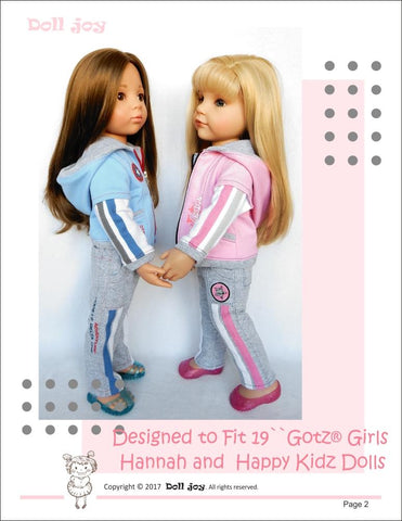 Doll Joy Gotz 19 Inch Zip Through Hoody Pattern for 19" Gotz Dolls Pixie Faire