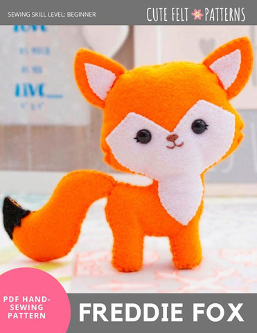 Cute Felt Patterns Hand Sewing Freddie Fox 5.5" Felt Plush Hand Sewing Pattern Pixie Faire