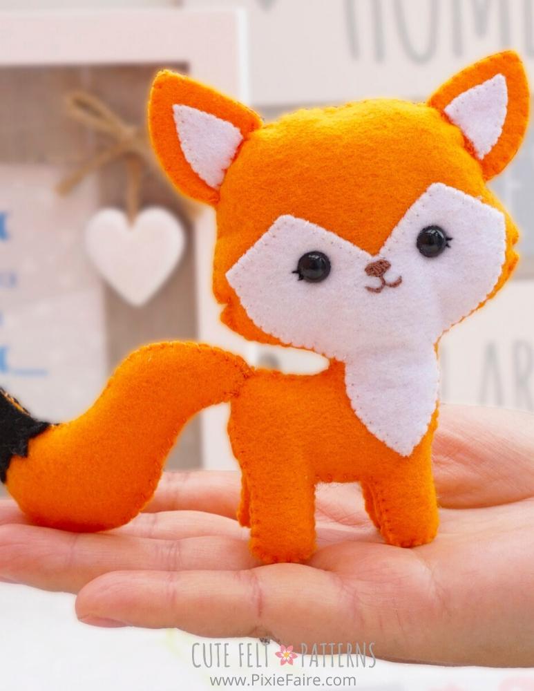 Cute Felt Patterns Hand Sewing Freddie Fox 5.5" Felt Plush Hand Sewing Pattern Pixie Faire
