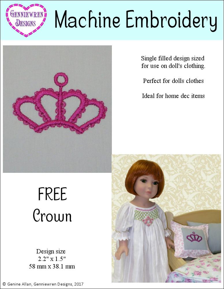 Genniewren Machine Embroidery Design Free Crown Machine Embroidery Design Pixie Faire