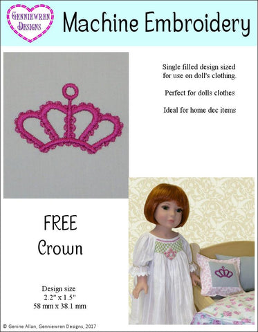 Genniewren Machine Embroidery Design Free Crown Machine Embroidery Design Pixie Faire