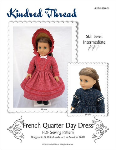 Kindred Thread 18 Inch Historical French Quarter Day Dress 18" Doll Clothes Pixie Faire