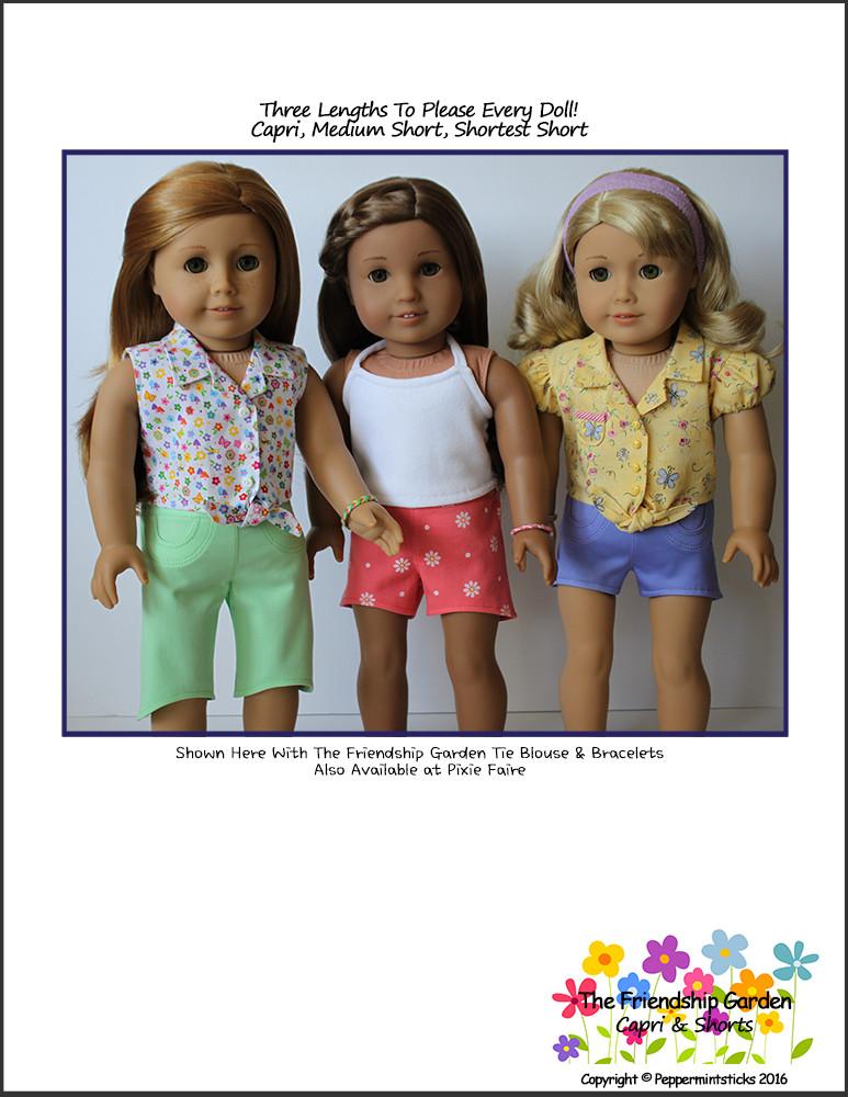 Peppermintsticks 18 Inch Modern The Friendship Garden Capri & Shorts 18" Doll Clothes Pixie Faire