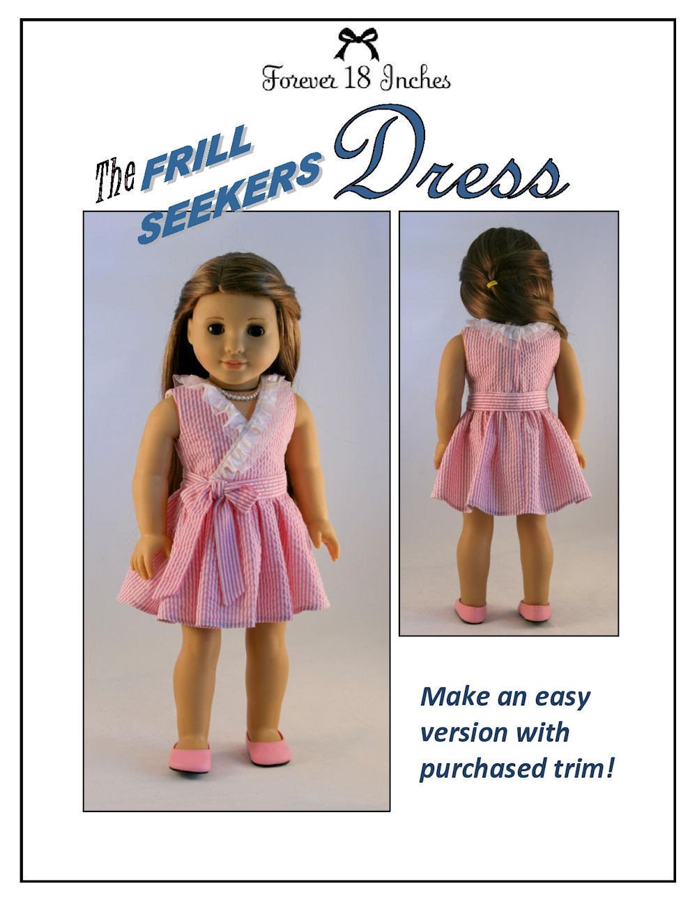 Forever 18 Inches 18 Inch Modern Frill Seekers Dress 18" Doll Clothes Pattern Pixie Faire