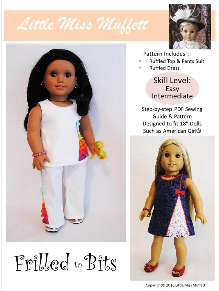 Little Miss Muffett 18 Inch Modern Frilled To Bits 18" Doll Clothes Pattern Pixie Faire