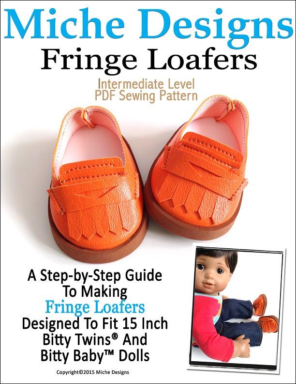 Miche Designs Bitty Baby/Twin Fringe Loafers 15" Baby Doll Shoes Pixie Faire