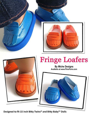 Miche Designs Bitty Baby/Twin Fringe Loafers 15" Baby Doll Shoes Pixie Faire