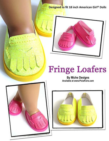 Miche Designs Shoes Fringe Loafers 18" Doll Shoes Pixie Faire