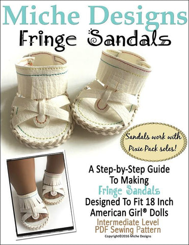 Miche Designs Shoes Fringe Sandals 18" Doll Shoes Pixie Faire