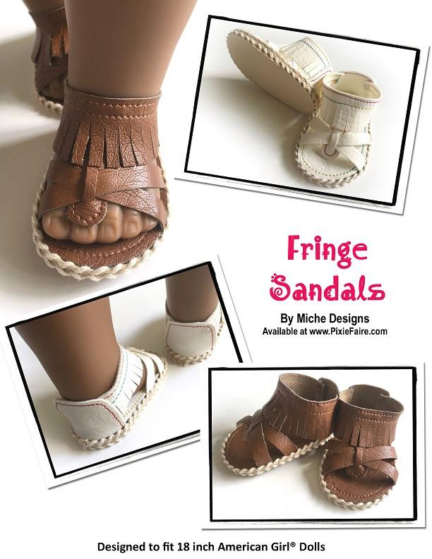 Miche Designs Shoes Fringe Sandals 18" Doll Shoes Pixie Faire