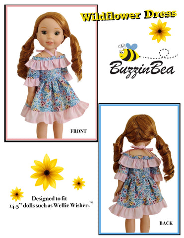 BuzzinBea WellieWishers Wildflower Dress 14.5" Doll Clothes Pattern Pixie Faire