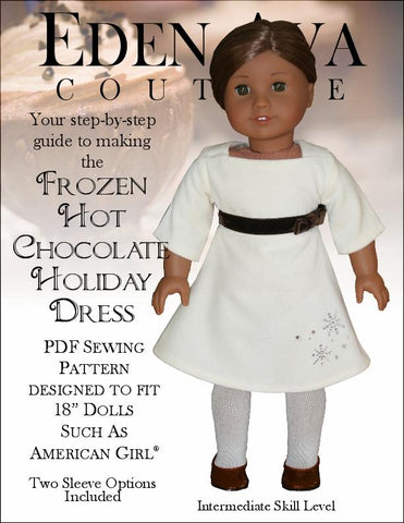 Eden Ava 18 Inch Modern Frozen Hot Chocolate Holiday Dress 18" Doll Clothes Pattern Pixie Faire