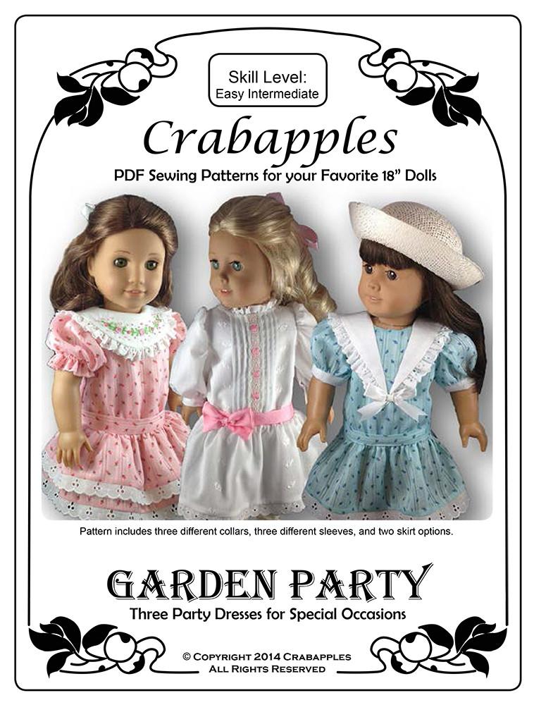 open lace back dress Garden Party Dress 18 inch Doll Clothes PDF Pattern Download