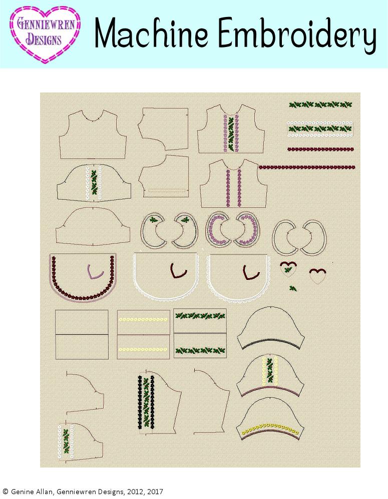 Genniewren Machine Embroidery Design Holly Dress & Apron Machine Embroidery Design Pixie Faire