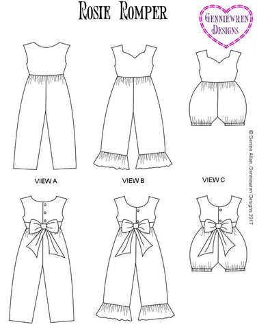 Genniewren Kidz n Cats Rosie Romper Pattern for Kidz N Cats Dolls Pixie Faire