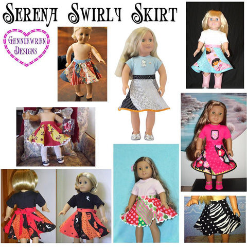 Genniewren 18 Inch Modern Serena Skirt 18" Doll Clothes Pattern Pixie Faire