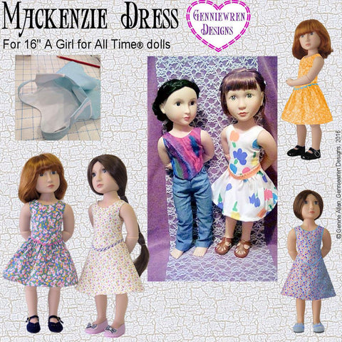 Genniewren A Girl For All Time Mackenzie Dress Pattern for AGAT Dolls Pixie Faire