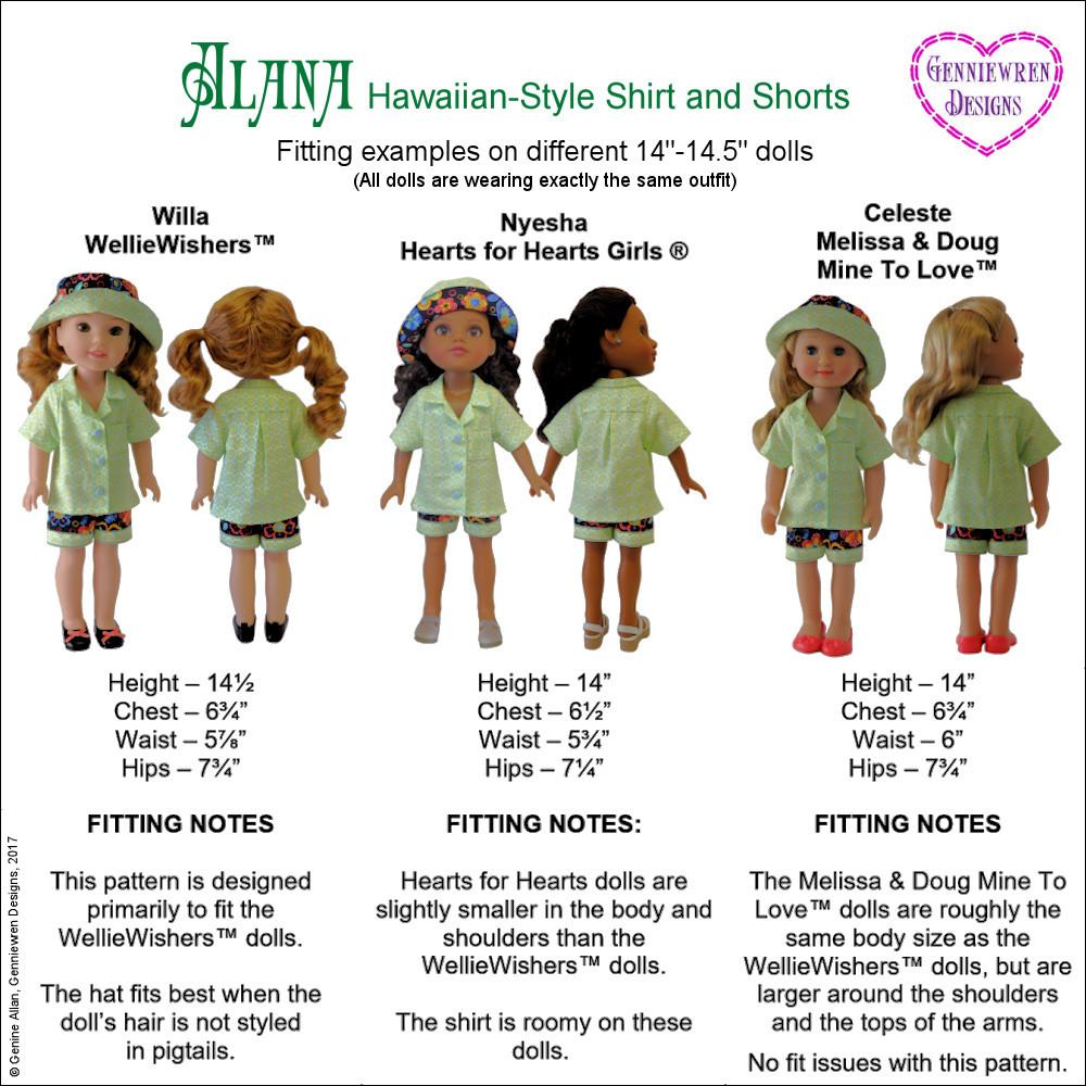 Genniewren WellieWishers Alana 14-14.5" Doll Clothes Pattern Pixie Faire