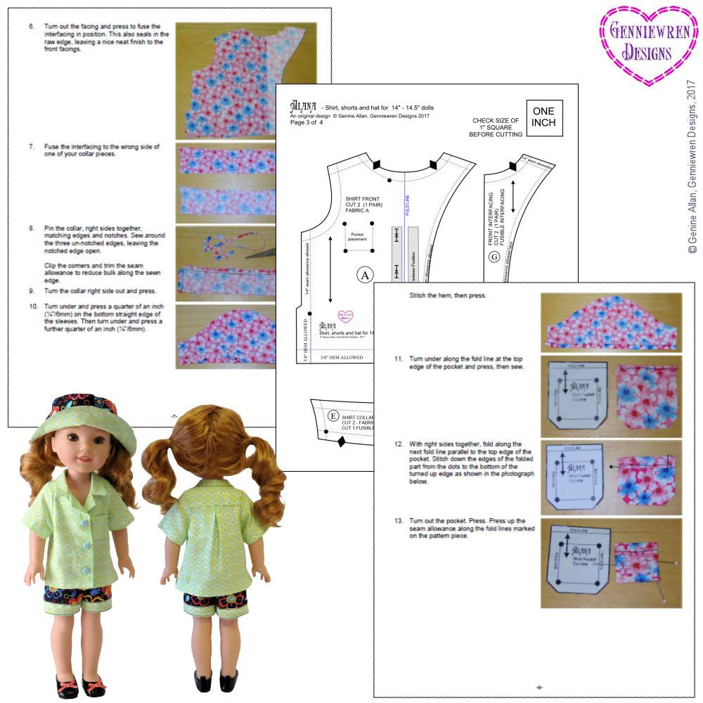 Genniewren WellieWishers Alana 14-14.5" Doll Clothes Pattern Pixie Faire