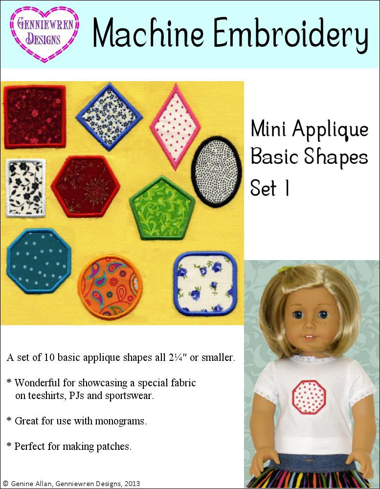 Genniewren Machine Embroidery Design Mini Applique Basic Shapes Set 1 Machine Embroidery Design Pixie Faire