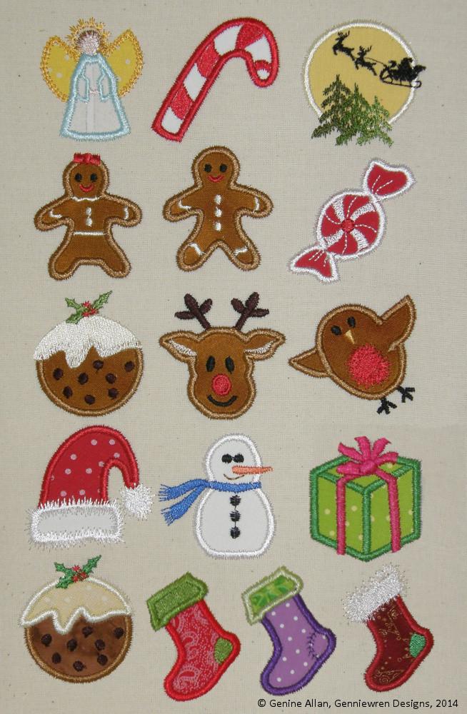 Genniewren Machine Embroidery Design Mini Applique Christmas Design Set 1 Machine Embroidery Designs Pixie Faire