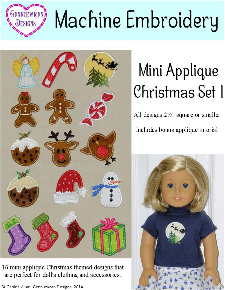 Genniewren Machine Embroidery Design Mini Applique Christmas Design Set 1 Machine Embroidery Designs Pixie Faire