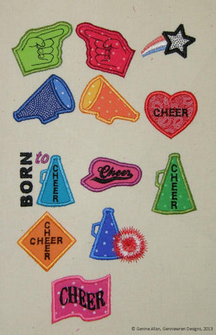 Genniewren Machine Embroidery Design Mini Applique Cheerleading Design Set Machine Embroidery Design Pixie Faire