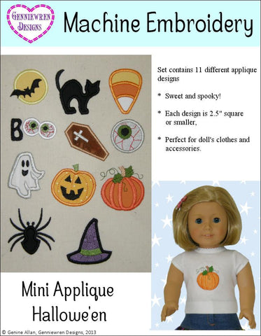 Genniewren Machine Embroidery Design Mini Applique Halloween Design Set Machine Embroidery Designs Pixie Faire