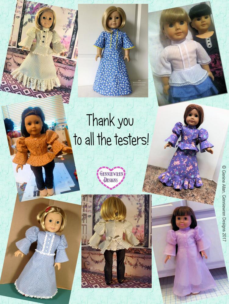 Genniewren 18 Inch Historical Arabella 1970s Style Blouse or Dress 18" Doll Clothes Pattern Pixie Faire