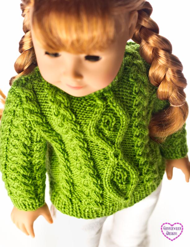 Genniewren Knitting Aran Knit Fisherman's Sweater and Hat Knitting Pattern Pixie Faire