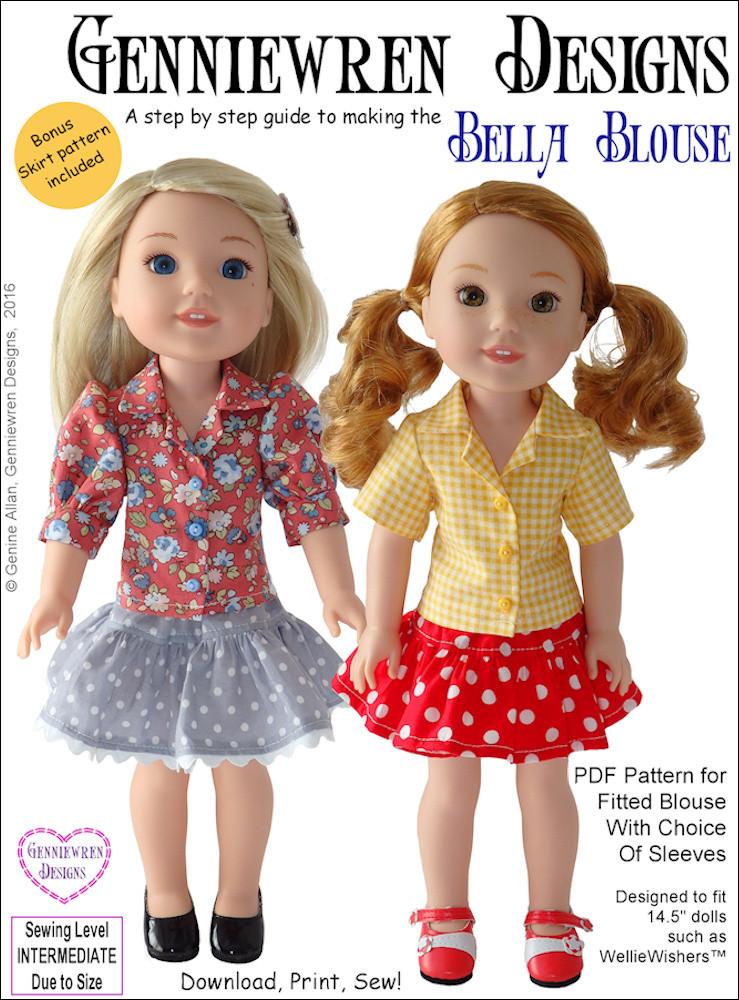 Genniewren WellieWishers Bella Blouse 14.5" Doll Clothes Pattern Pixie Faire
