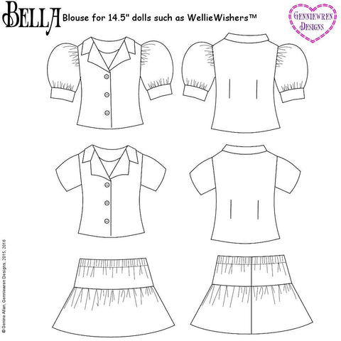 Genniewren WellieWishers Bella Blouse 14.5" Doll Clothes Pattern Pixie Faire