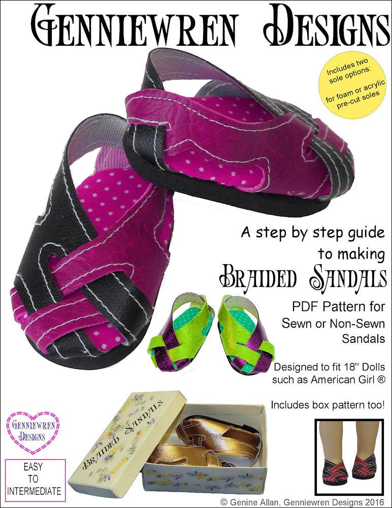 Genniewren Designs Braided Sandals Doll Clothes Pattern 18 inch American Girl Dolls genniewren-designs-braided-sandals-doll-clothes-pattern-18-inch-american-girl-dolls