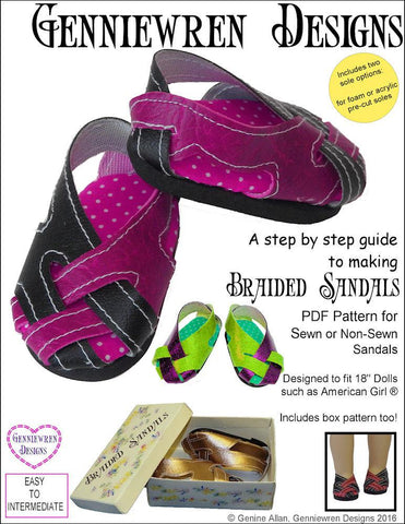Genniewren Shoes Braided Sandals 18" Doll Shoes Pixie Faire