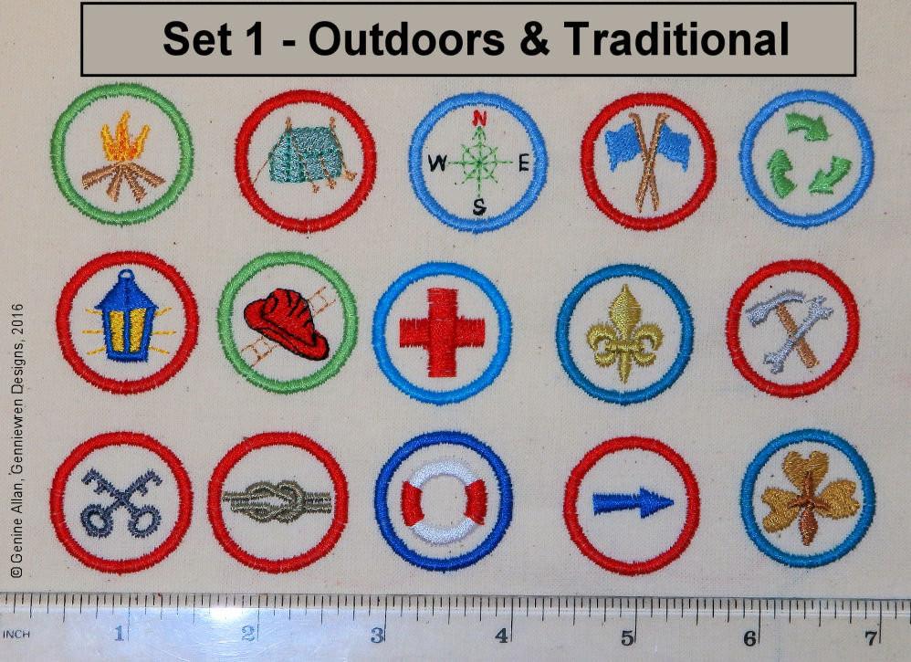 Genniewren Machine Embroidery Design Mini Club Patches Design Set 1 - Outdoors & Traditional - Machine Embroidery Designs Pixie Faire