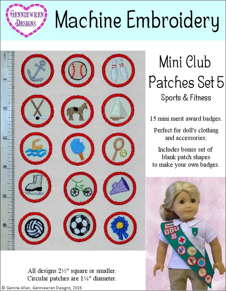 Genniewren Machine Embroidery Design Mini Club Patches Design Set 5 - Sports & Fitness - Machine Embroidery Designs Pixie Faire