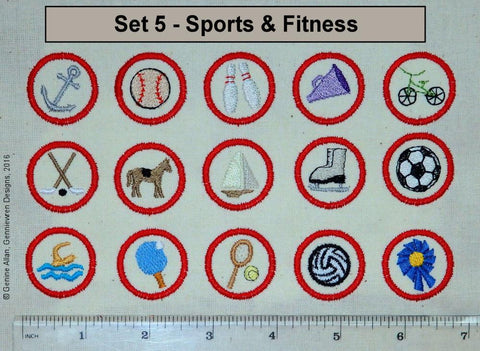 Genniewren Machine Embroidery Design Mini Club Patches Design Set 5 - Sports & Fitness - Machine Embroidery Designs Pixie Faire