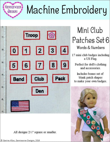 Genniewren Designs Mini Club Patches Design Set 6 Machine Embroidery ...