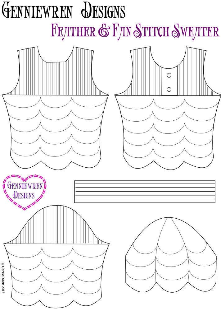 Genniewren Knitting Feather & Fan Stitch Sweater Knitting Pattern Pixie Faire