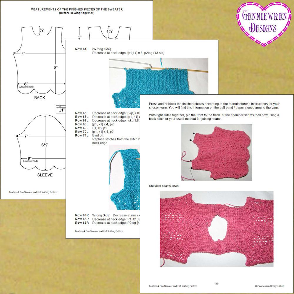 Genniewren Knitting Feather & Fan Stitch Sweater Knitting Pattern Pixie Faire