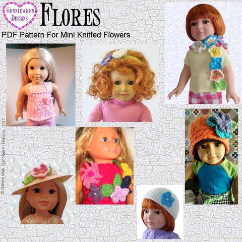 Genniewren Knitting Flores 18" Doll Knitting Pattern Pixie Faire