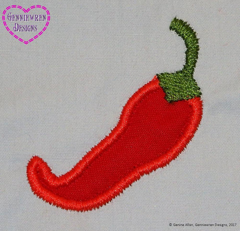 Genniewren Machine Embroidery Design FREE Applique Chilli Pepper Machine Embroidery Design Pixie Faire
