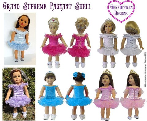 Genniewren 18 Inch Modern Grand Supreme Pageant Shell 18" Doll Clothes Pattern Pixie Faire