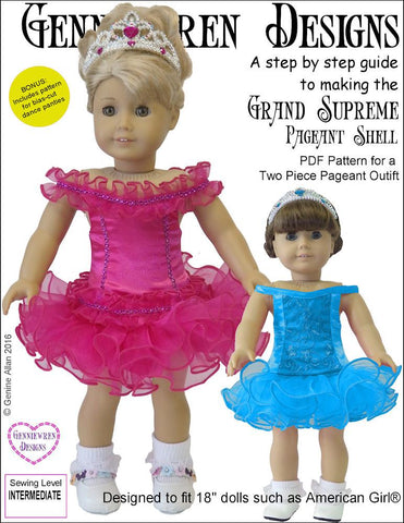 Genniewren 18 Inch Modern Grand Supreme Pageant Shell 18" Doll Clothes Pattern Pixie Faire