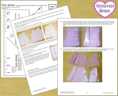 Genniewren 18 Inch Modern Grand Supreme Pageant Shell 18" Doll Clothes Pattern Pixie Faire