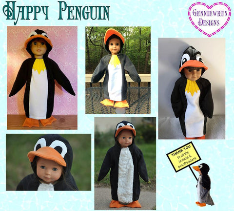 Genniewren 18 Inch Modern Happy Penguin Costume 18" Doll Clothes Pixie Faire